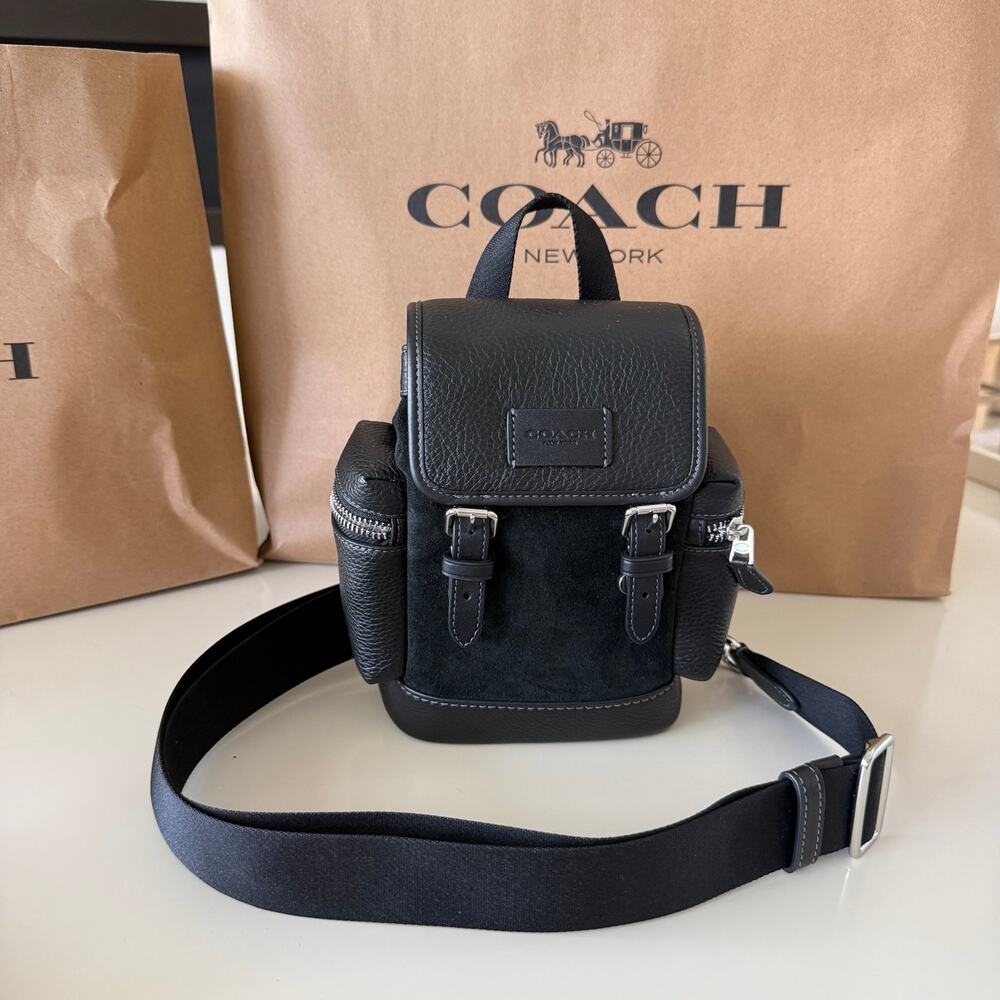 Last 1‼️Coach CCE79 Sprint Sling Pack Suede Small Messenger Bag Black